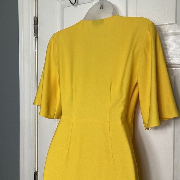 Top Shop Ruffle True Wrap A-Line Yellow Dress Size 2 Short Sleeve - Picture 11 of 16